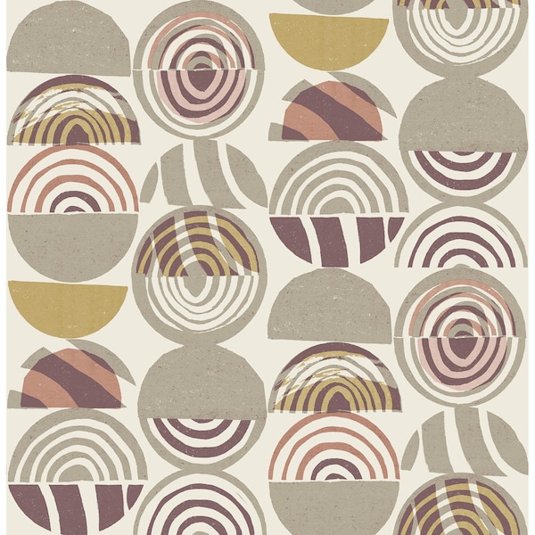 Manhattan Comfort McKinley Mahe Plum Mod Geometric 33 ft L X 205 in W Wallpaper BR4014-26445 - main